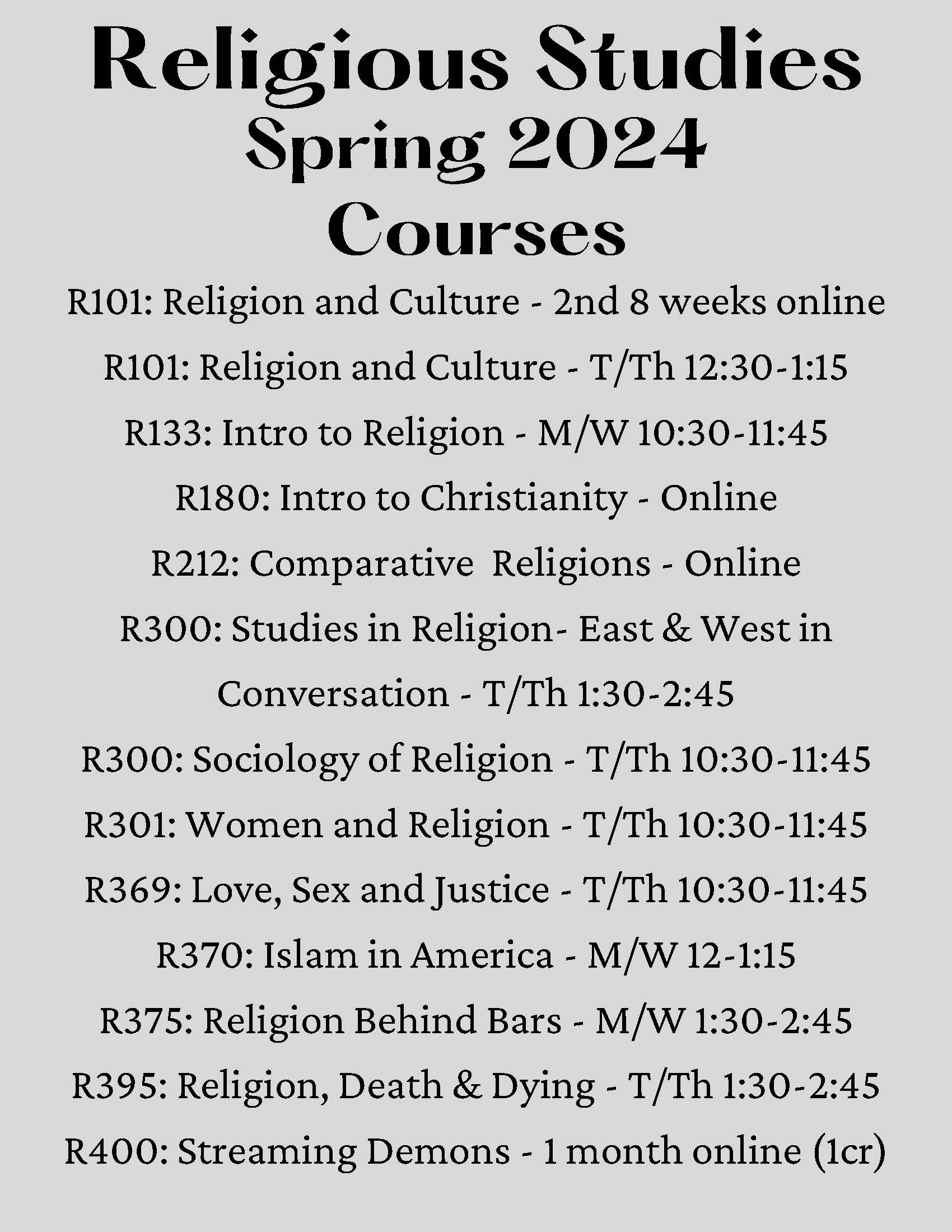 Check out these Spring 2024 course offerings!