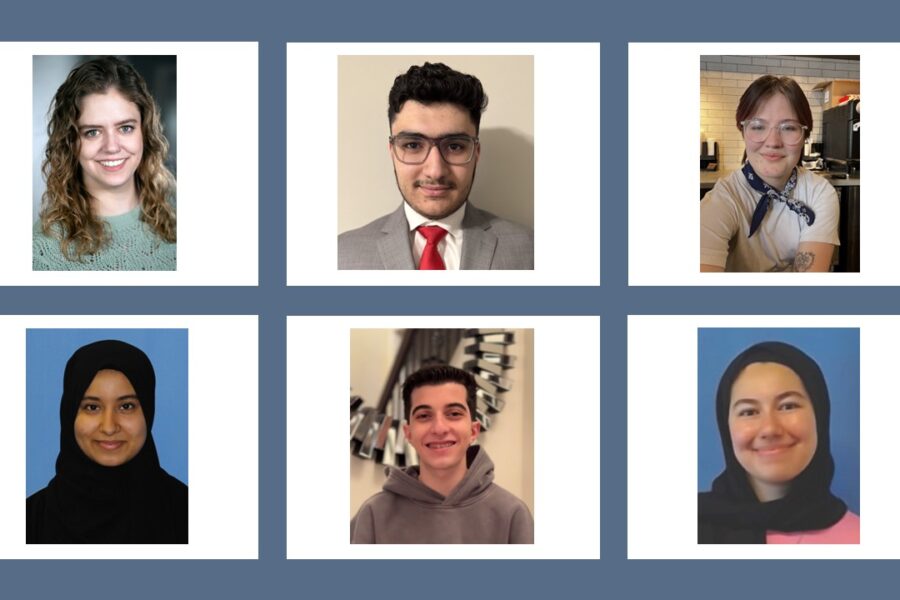 Headshots of the six students who have won scholarships