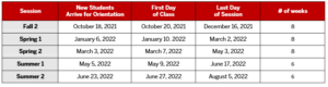 Calendar for Website Fall