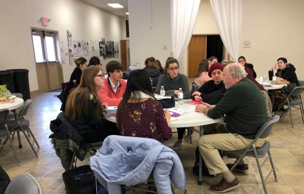 Students and Wayne County Historical Museum board members collaborate on a strategic plan.