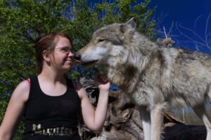 maggie with a wolf